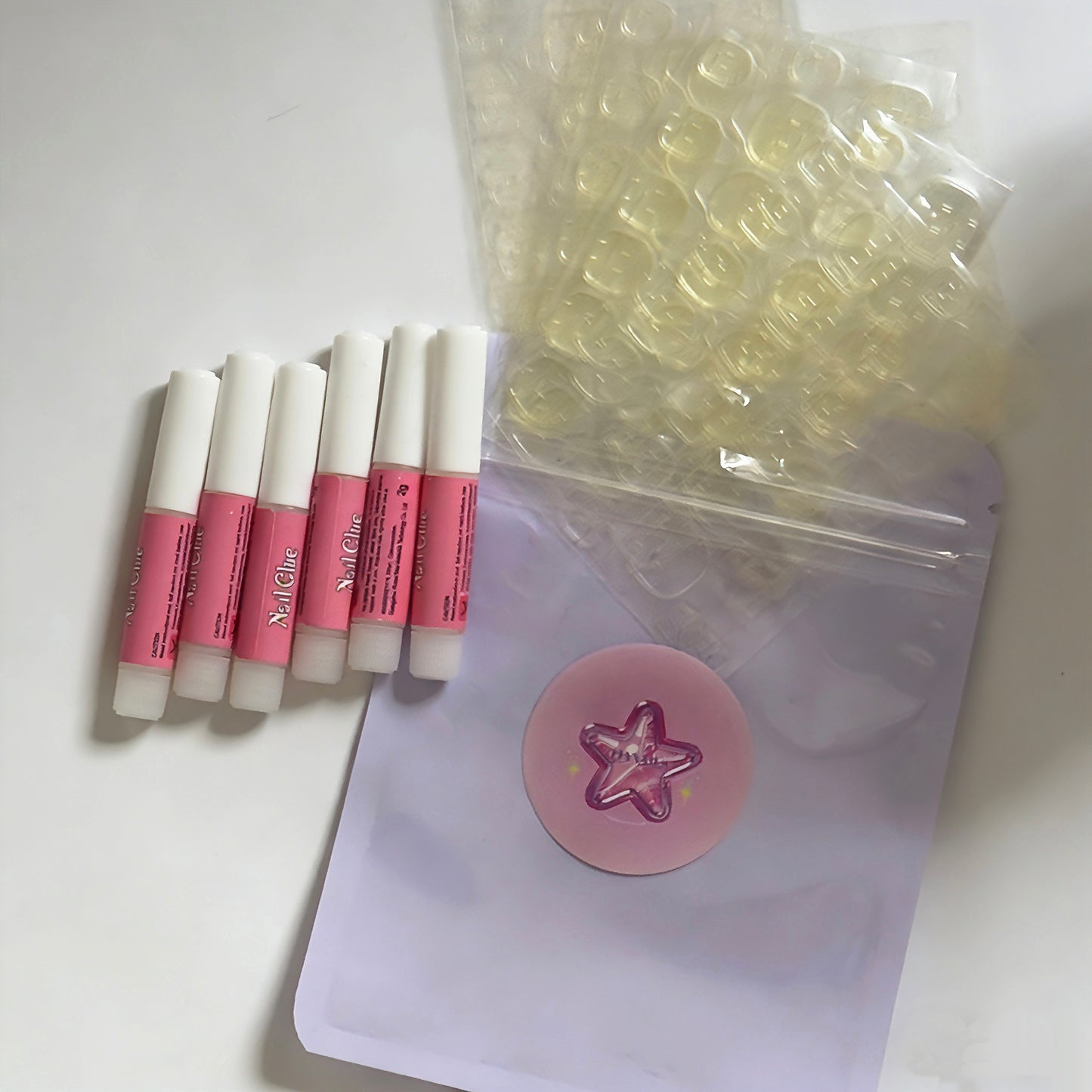 Sticky Pack & Glue Set: Ultra-Sticky Press-On Nail Adhesive Tabs + 6 Nail Glues